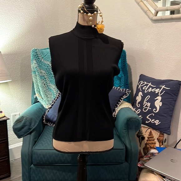 Dress Barn Tops - Black tank blouse rayon and nylon